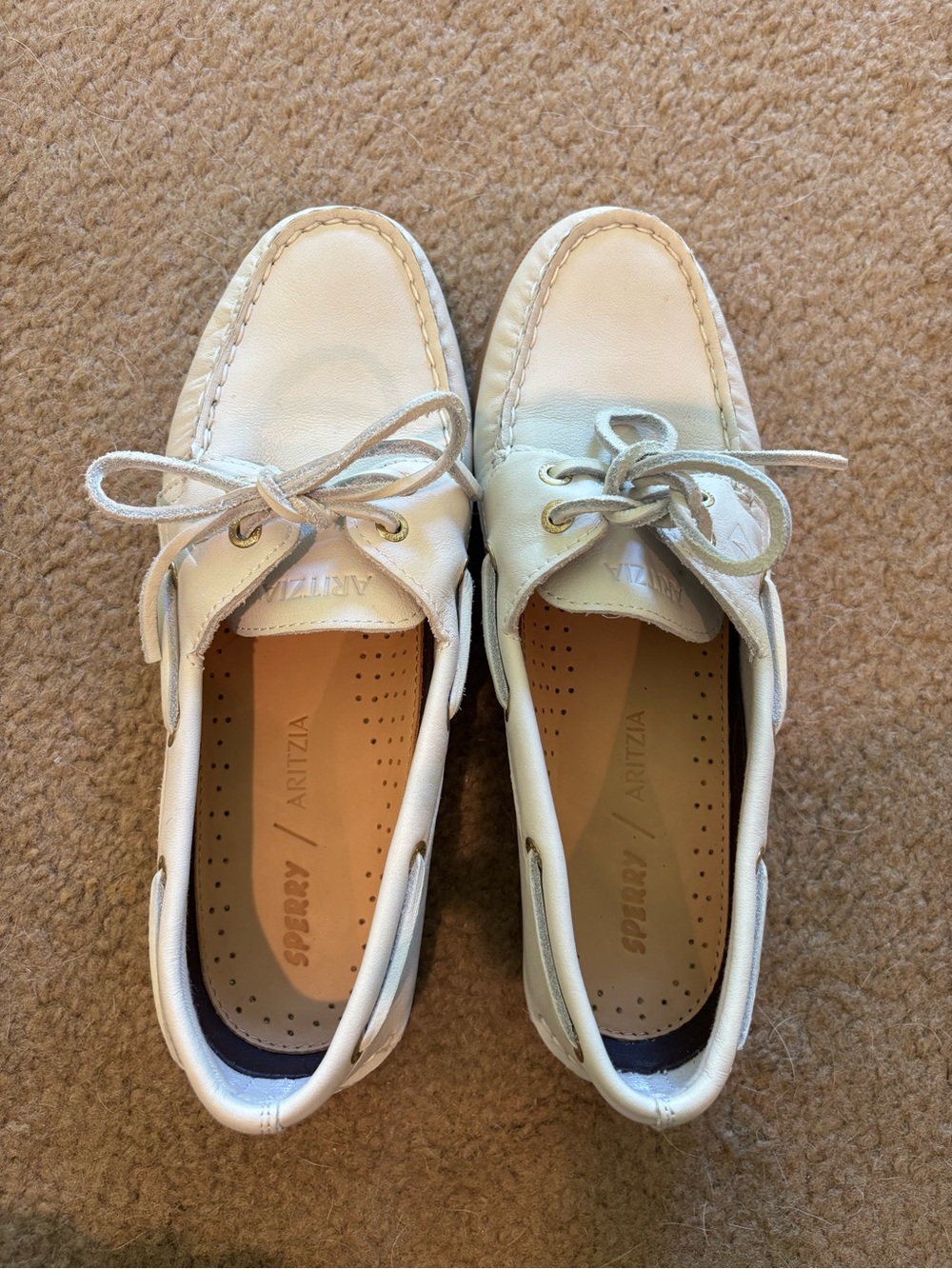 Sperry x Aritzia Authentic Original 2-Eye Boat Shoe White Leather Size 7.5